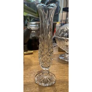 Vtg Noritake West Germany Bud Vase full lead crystal Hampton Hall 8.5" Diamond
